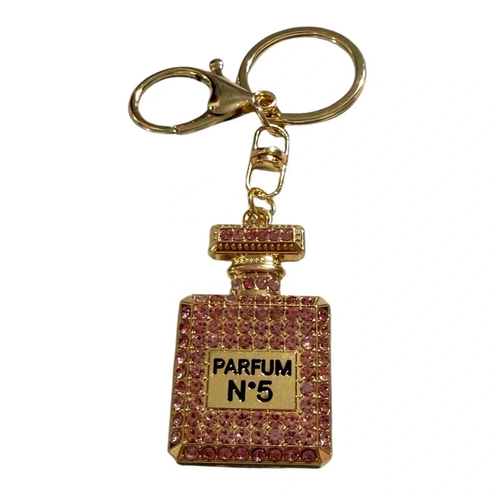 Pink Parfum No. 5 Inspired Keychain / Bag Charm – Rhinestone Bling